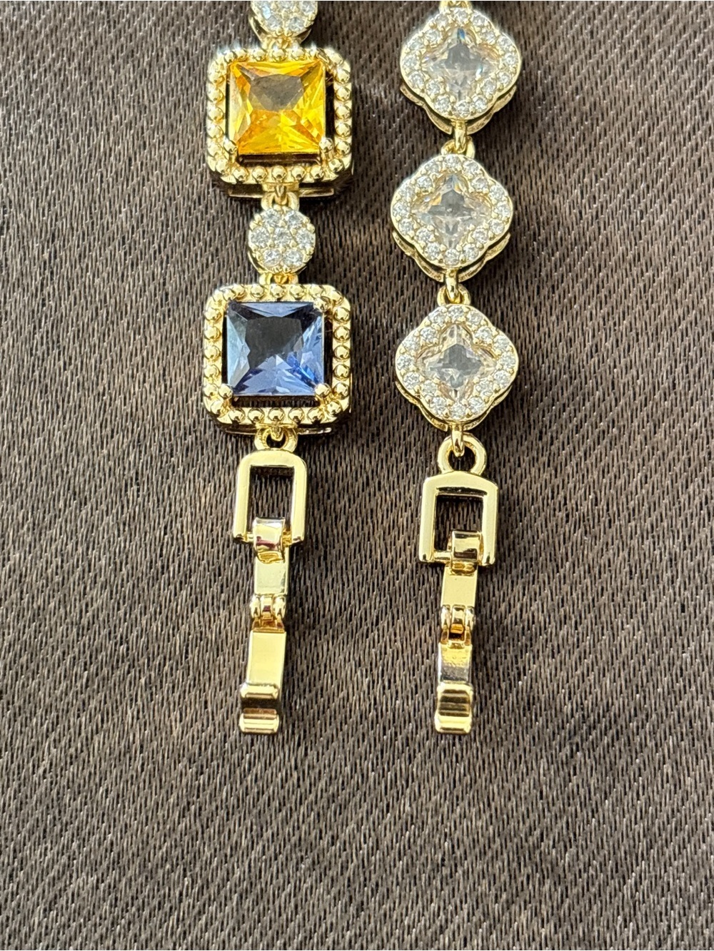 Pretty Bird Yellow Gold Multicolor Princess-Cut & Jelly Clover CZ Bracelets - Picture 13 of 13